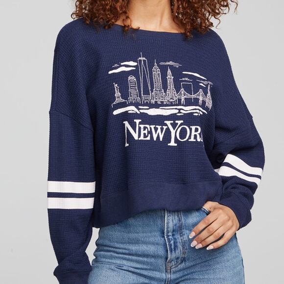 Chaser Tops - Chaser Skyline New With Tag Size M Oversized Crop Top Color is Blue